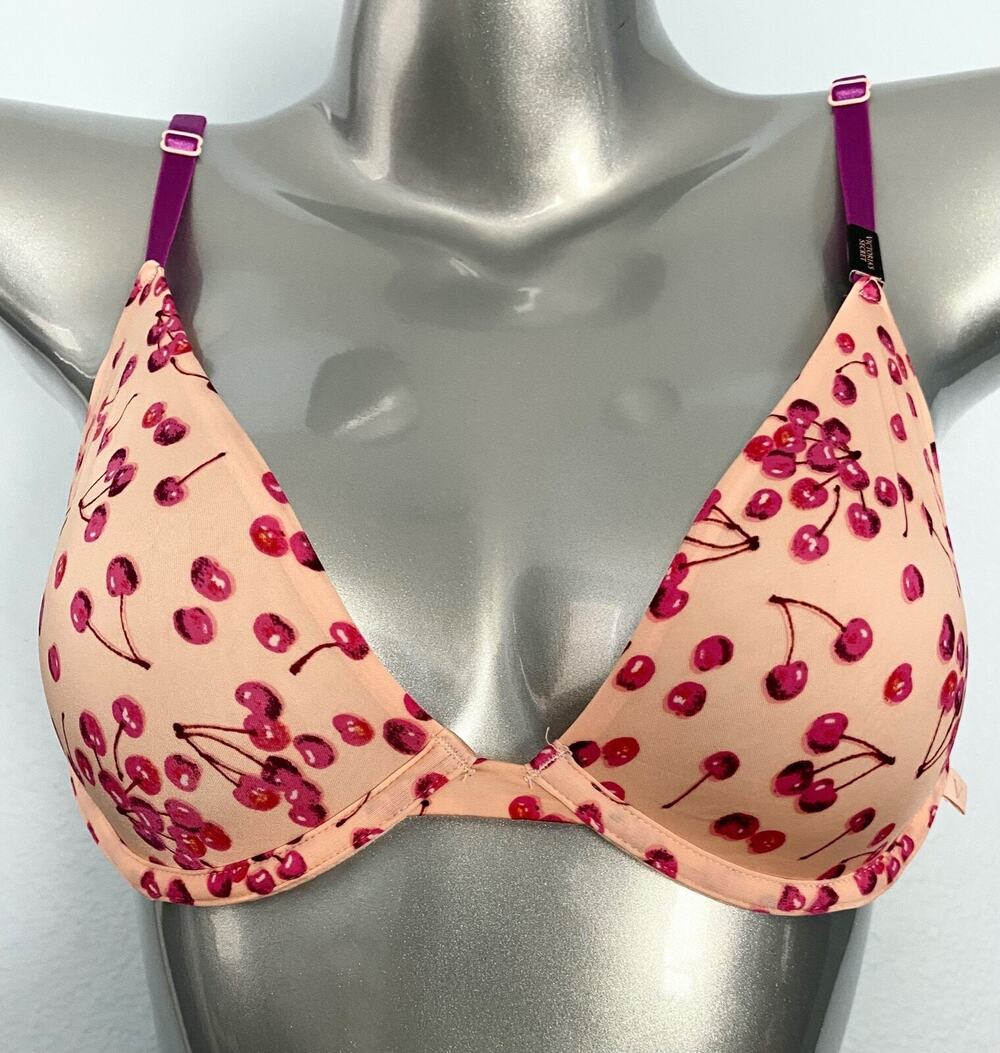 Victoria's Secret Bra Sexy Tee Underwire Unlined Smooth & Soft Cherry Demi 36DD